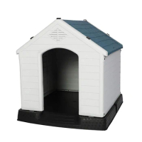Large Plastic Outdoor Dog House for Pet Weatherproof Kennel, 35.5"L x 37.5"W x 39"H