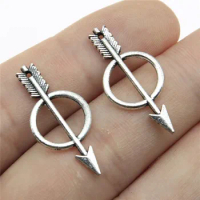 WYSIWYG 20pcs 29mm 2 Colors Antique Silver Color Antique Bronze Plated Charms Bow With Arrow Bow Arrow Charm Bow And Arrow Charm