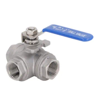 Manual Drive 3 Way Ball Valve 1/2in DN15 304 Stainless Steel Female Thread L Type Manual Drive for Water Oil Gas
