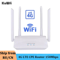KuWFi 4G WiFi Router Wireless LTE CPE Router SIM Card Slot Rj45 3G 4G Wireless Router Hotspot CAT4 150Mbps for IP Camera