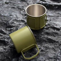 Outdoor Camping Mug Camping Cookware Travel 260ml Water Cup Stainless Steel Nature Hike Folding Cup