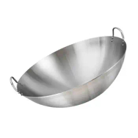 Fry Stainless Chinese Pans Steel Iron Pot Pan Kitchen Stir Wok Frying Handle Non Skillet Carbon Cooking Stick Bottom Castflat