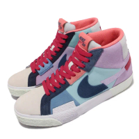 【NIKE 耐吉】滑板鞋 Zoom Blazer Mid 運動 男女鞋 SB 異材質拼接 氣墊 避震 情侶款 藍 紫(DA8854-500)