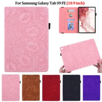 For Samsung Tab S9 FE Case 10 9 inch Flower 3D Emboss PU Leather Wallet Cover For Funda Galaxy Tab S9 FE Case Coque SM X510 X516
