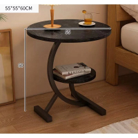 床頭櫃創意可移動 (黑石紋+黑架55*55*60cm）