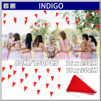 80 Meter 150Pcs Bendera Merah Putih Bendera Kain Segitiga Bendera Hias Festival