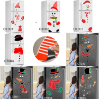 Merry Christmas Snowman Fridge Stickers Large Refrigerator Magnetic Sticker Santa Claus Christmas Decoration Refrigerator Poster