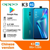 Oppo K3 4g SmartPhone Android CPU Snapdragon 710 6.5inch Screen ROM 128GB 16MP Camera 3765mAh 20W Charge Used Phone