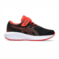 【asics 亞瑟士】Pre Excite 10 PS 中童 慢跑鞋 運動 休閒 魔鬼氈 緩震 黑紅(1014A297-007)