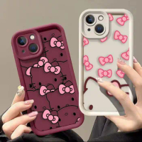 Luxtury Phone Case For Samsung A03 A04 A04E A04S A05 A05S A10S A11 A12 A14 A15 A20 A22 F12 4G 5G Case Cute Hello Kitty Line Cat