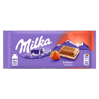 Milka草莓夾心巧克力100G【愛買】