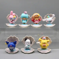 Sanrio Kuromi Doll Model Action Anime Figures Mymelody Blue Sea Holiday Shell Doll Model Toys Esports Room Desktop Ornament Gift
