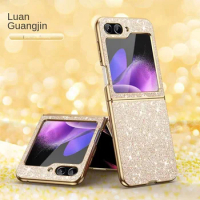 Plastic Luxury Plating Bling Glitter Phone Case for Samsung Galaxy Z Flip 5 4 Flip5 Flip4 5G Hard Shockproof Protective Cover