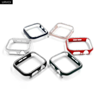 Bling Glass+Cover For Apple Watch case 40mm 44mm 42mm 38mm iWatch Diamond bumper+Screen Protector for iwatch series 3 4 5 6 7 SE