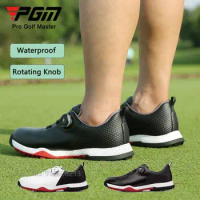 PGM Lightweight Golf Sneakers for Mens Waterproof Golf Shoes Men Patent Non-slip Spikes Footwear Rotating Buckle Trainer 39-44