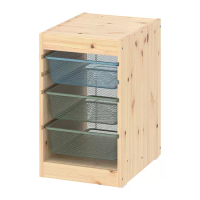TROFAST 收納組合附收納盒, 染白松木 灰藍色/淺綠色/灰色, 32x44x53 公分