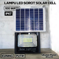 LAMPU SOROT LED SOLAR CELL 100WATT 100 WATT SOROT LED TENAGA SURYA 100W 100 W IP67 PUTIH KUNING HEMA