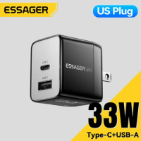 Essager USB Type C Travel Charger 33W PD QC GaN Quick Charging for Poco Xiaomi Samsung Huawei iPhone 15 14 13 iPad Fast Charge