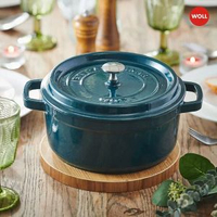 內地直送 - 德国woll珐琅锅孔雀绿铸铁锅汤焖锅家用电磁炉煲汤炖锅-孔雀绿 均码