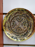 巴基斯坦銅雕工藝品掛盤擺件1入