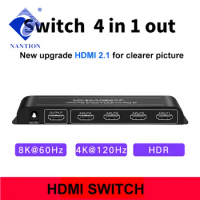 8K 60Hz HDR HDMI directional Switch 4x1 4K 120Hz HDR 4 in 1 out HDMI profesional Splitter Switcher Switch Box for PS5 HDTV Xbox