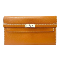【二手名牌BRAND OFF】HERMES 愛馬仕 金棕 Epsom皮革 Kelly 凱莉 長夾 X刻