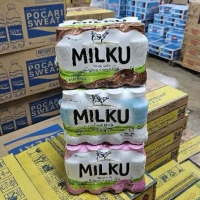 CTN 12*200ML - SUSU MILKU UHT BOTOL RASA COKLAT STRAWBERRY PUTIH / ISI 12 PCS