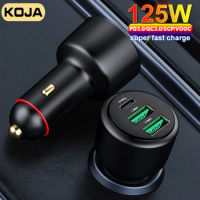 125W Car Charger 3 Port USB Quick Charge 3.0 65W Super Fast Charge PD Type-C 30W For IPad Samsung Huawei Xiaomi OPPO Iphone 12