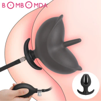 Flower Bud Inflatable Anal Plug Separate Dildo Pump Go Out Wearable Expandable Big Butt Plug Bdsm Ass Dilator Sex Toy For Couple