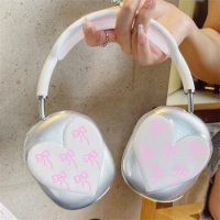 New Korea Cute Pink Bow Love Heart Protective Case For Apple Airpods Max Earphone Cover Clear Silicone Headphone For Airpods Max