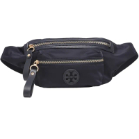 【TORY BURCH】深藍TB logo雙拉鍊尼龍肩背腰包