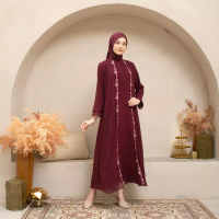 EPC Eddy P Chandra EPC Gamis Audrey - Burgundy - Embroidery Collection