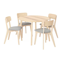 LISABO/LISABO 餐桌附4張餐椅, 梣木/tallmyra 白色/黑色, 105 公分