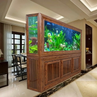 歐式魚缸中型客廳水族箱生態免換水隔斷屏風玻璃落地式1.2米鞋櫃