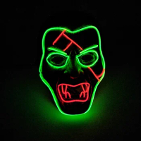 Creepy Vampire Glowing Mask Cosplay Count Dracula EL Wire Mask For Halloween Decor Supplies