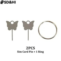 Stainless Steel Sim Card Tray Extended Universal Rabbit Butterfly Thimble For Huawei For iPhone 12 13 Mobile Phones Accessories
