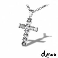 【A MARK】鈦鋼項鍊 十字架項鍊/時尚方晶鋯石十字架造型鈦鋼項鍊(2色任選)