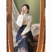 【最低價】【公司貨】高級感馬面裙國風古裝小個子宋制明制漢服女款漢元素日常通勤套裝