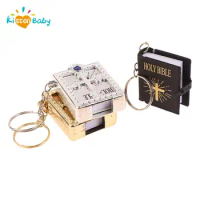 1:12 Dollhouse Mini Holy Bible Keychain English Religious Miniature Paper Spiritual Christian Jesus Cover Furnitures Toys Decor