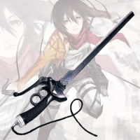 Anime Attack on Titan Cosplay Prop Eren Mikasa Double Knife PU Rubber Anime Katana Samurai Espada Sword Weapon Model Teen Toy