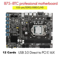 B75 USB-BTC Mining Motherboard CPU+4G DDR3 Memory+120G SSD+Cooling Fan+SATA Cable+RJ45 Network Cable LGA1155 DDR3 MSATA
