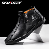 SKINDEEP Fashion Vintage Hand Stitching Soft Business Casual Ankle Boots Driving Walking Shoes Chukka Boots Work Office Shoes