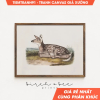 Tranh treo tường Vintage Deer Art  Woodland Nursery Neutral  Country Farmhouse #47, tặng kèm đinh tr