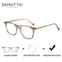 ZENOTTIC 2023 Classic Unisex Acetate Prescription Glasses Square Anti Blue Light/Photochromic Eyewear Myopia Optical Eyeglasses