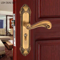European Style Solid Wood Gate Mute Lock Zinc Alloy Bedroom Magnetic Suction Security Door Locks Household Door Handle Lockset