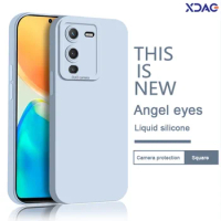 Fundas Luxury Original Square Phone Case for VIVO V25 Pro V25Pro 5G Soft Liquid Silicone Camera Protection Angel Eyes Back Cover