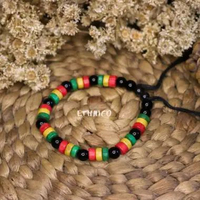 Gelang Manik Rasta Tali Kulit Etnik