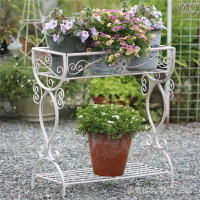 全新 歐式鐵藝雙層花槽 組合花架 創意多肉綠蘿花盆架 置物架 盆栽架