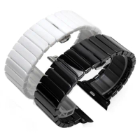 BOX+Ceramic Strap For Apple Watch Band 44mm/40mm 45mm/41mm iwatch 42mm/38mm correa Link Bracelet apple watch series 7 4 3 se 6 5