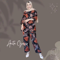 Baju Tidur Wanita Setelan Piyama Celana Panjang Muslimah Bahan Rayon Premium Adem Murah Terbaru Moti